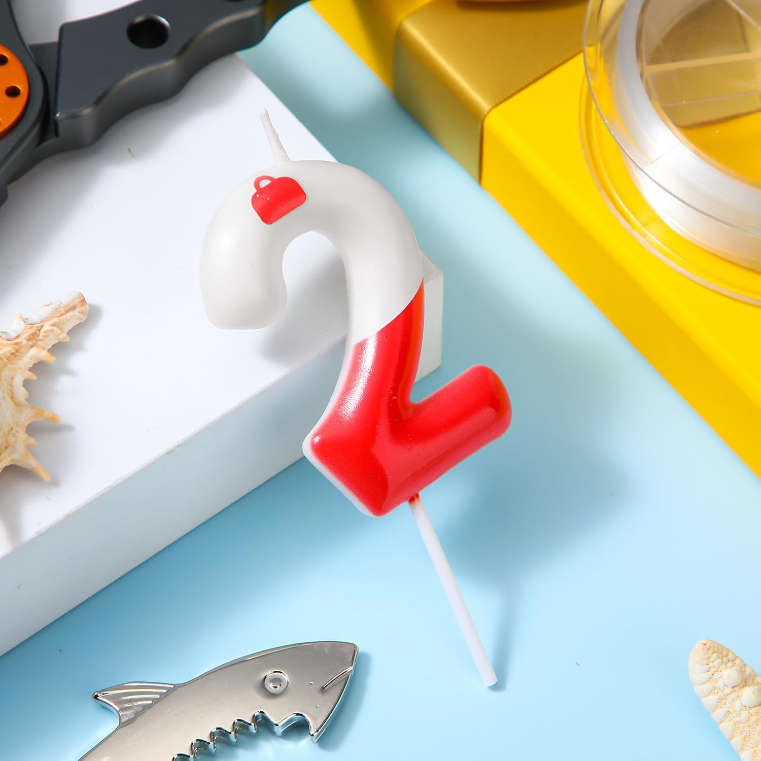 MTLEE Fishing Themed Birthday Candles Number 2
