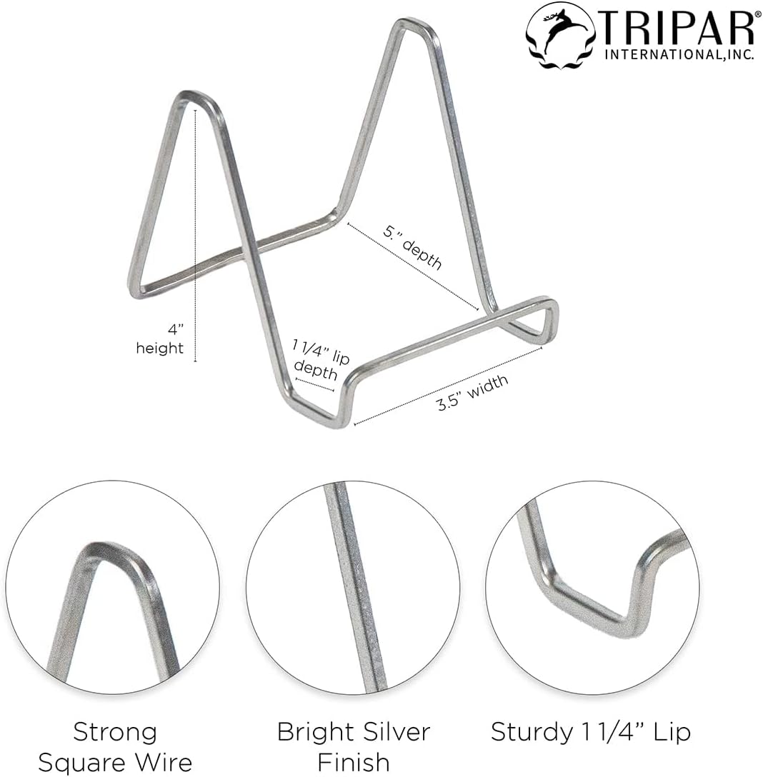 TRIPAR 6-Pack 4-Inch Metal Square Book Holder Stand
