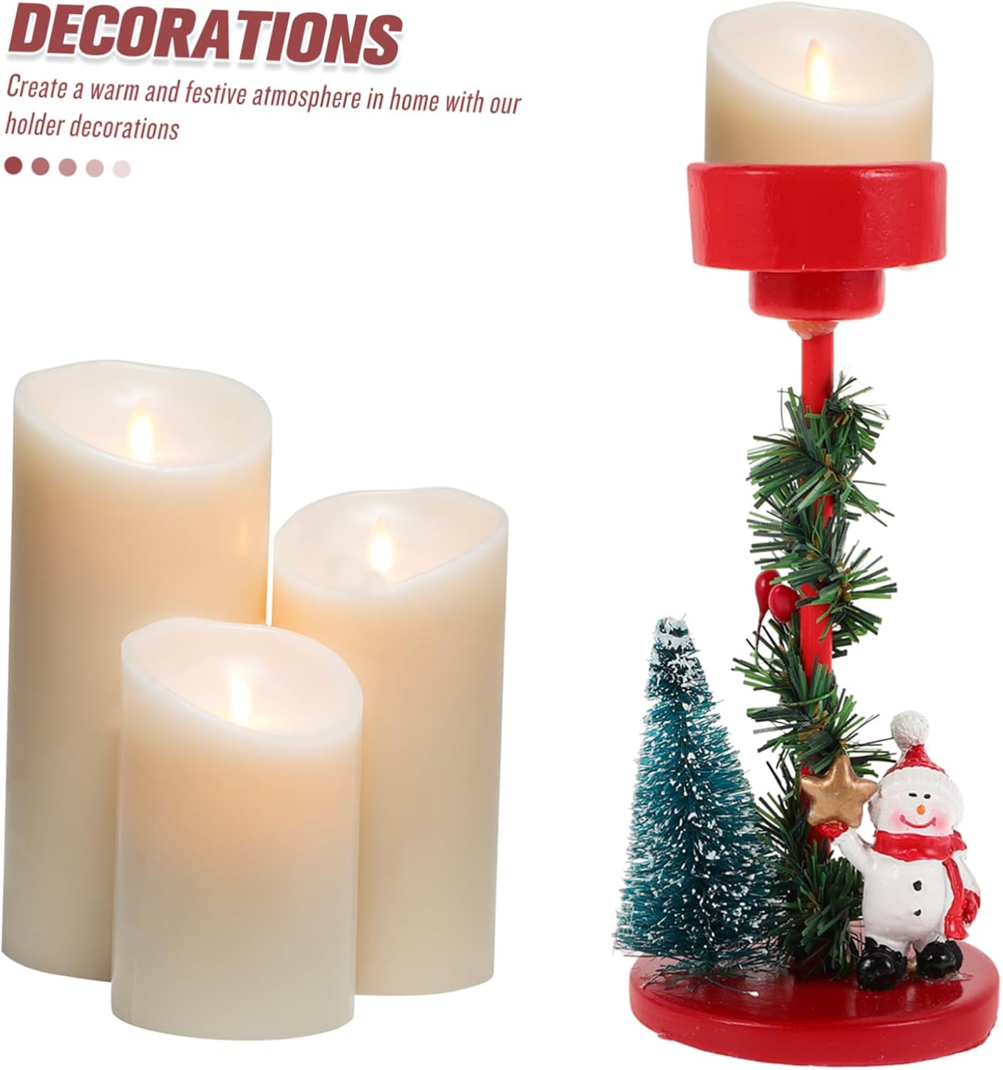 Snowman Theme Candle Holder Christmas Decor Festive Holiday Centerpiece