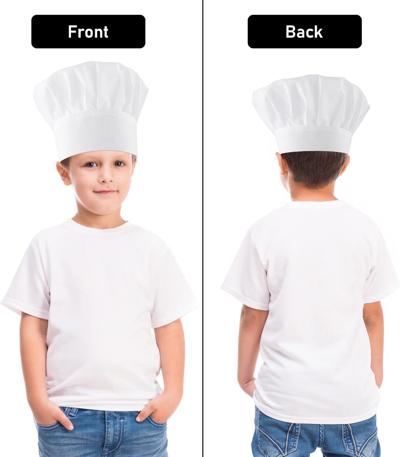 Lusofie Adjustable White Chef Hat for Adults and Kids