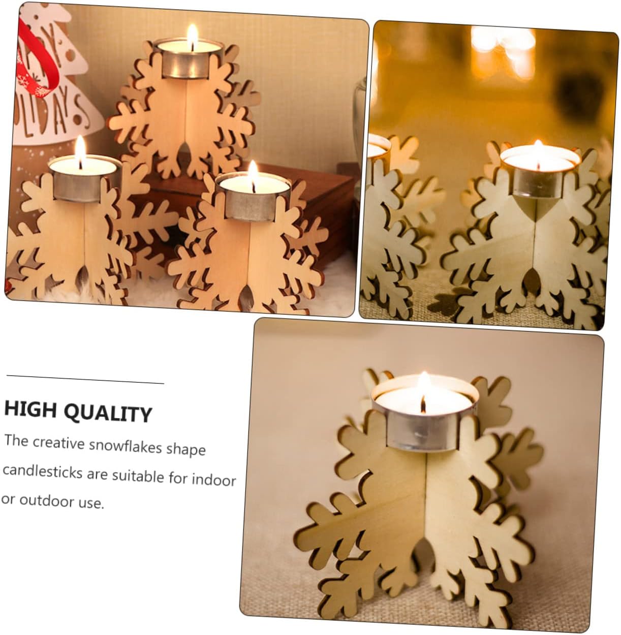 6 Pack Christmas Snowflake Candle Holders for Home Decor
