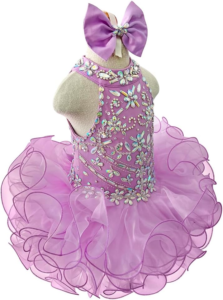 Jenniferwu 12-18M Glittering Beading Pageant Dress for Little Girls