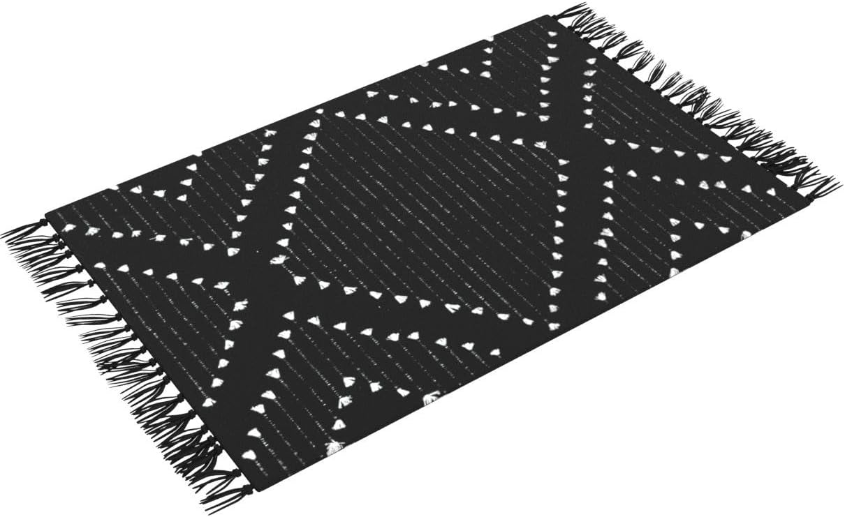 LIVEBOX Boho Black Bathroom Rug 2x3