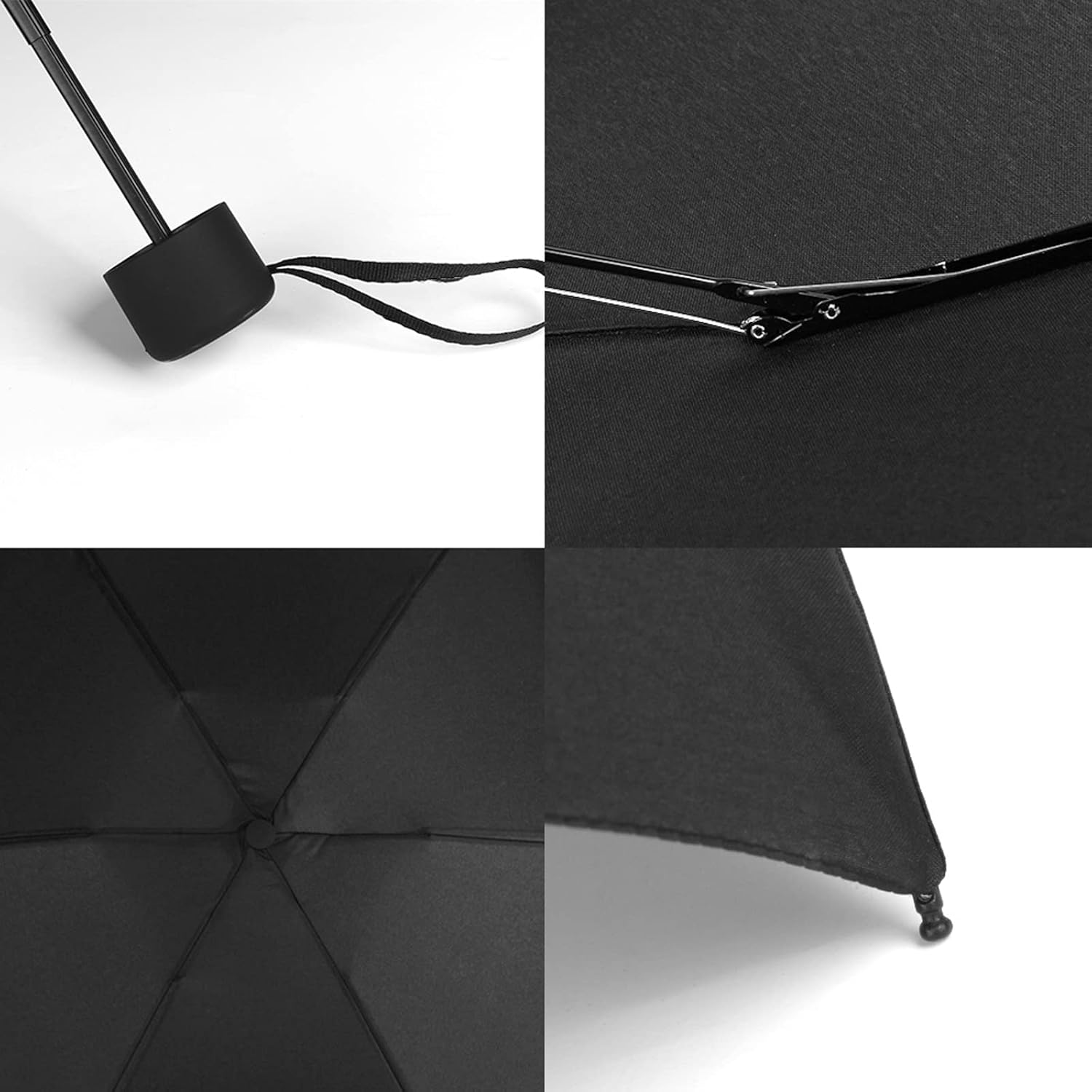 GAOYAING Compact Travel Umbrella Black 34 Inches