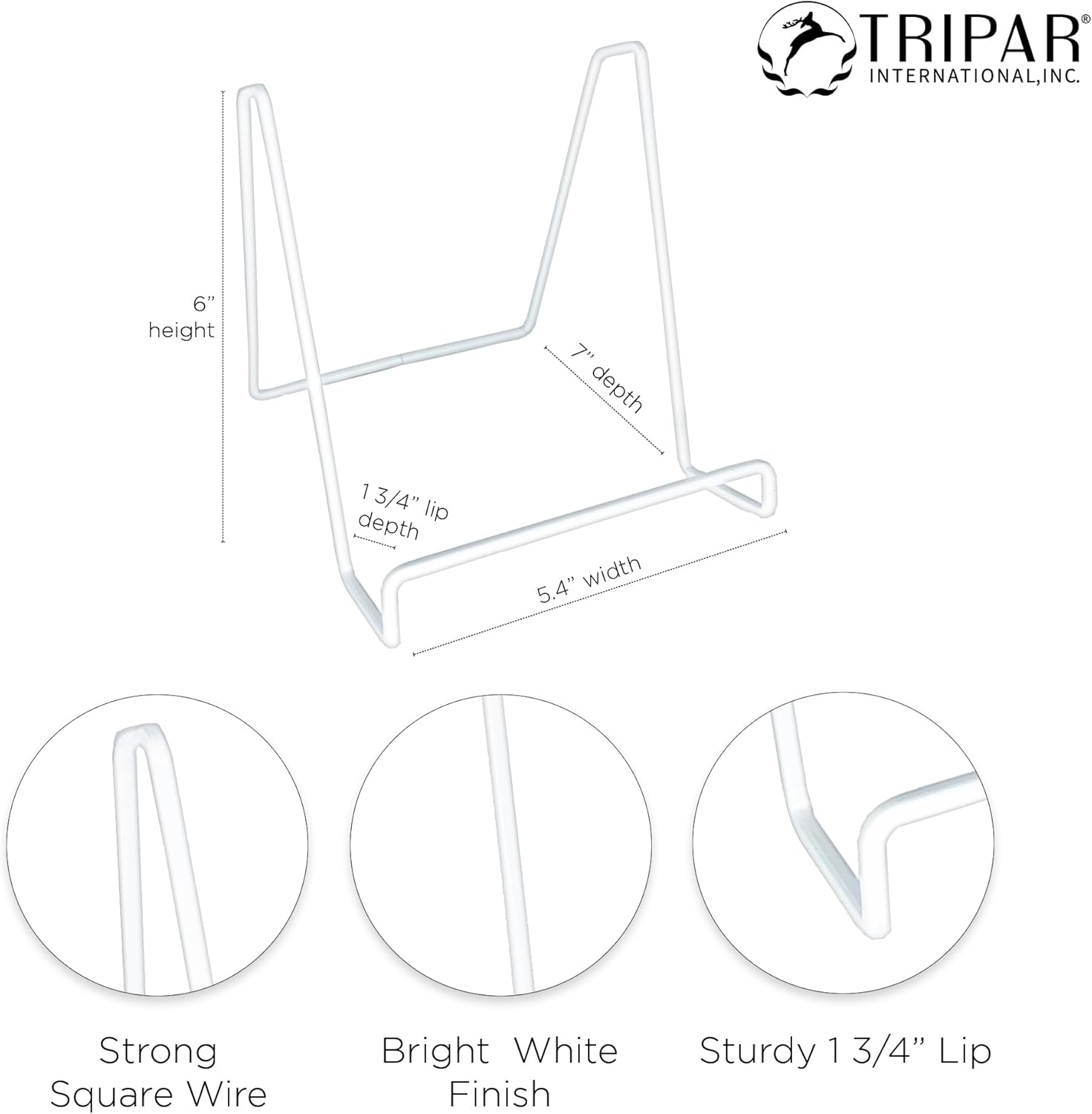 TRIPAR 6-Inch Metal Book Holder with Wire Easel