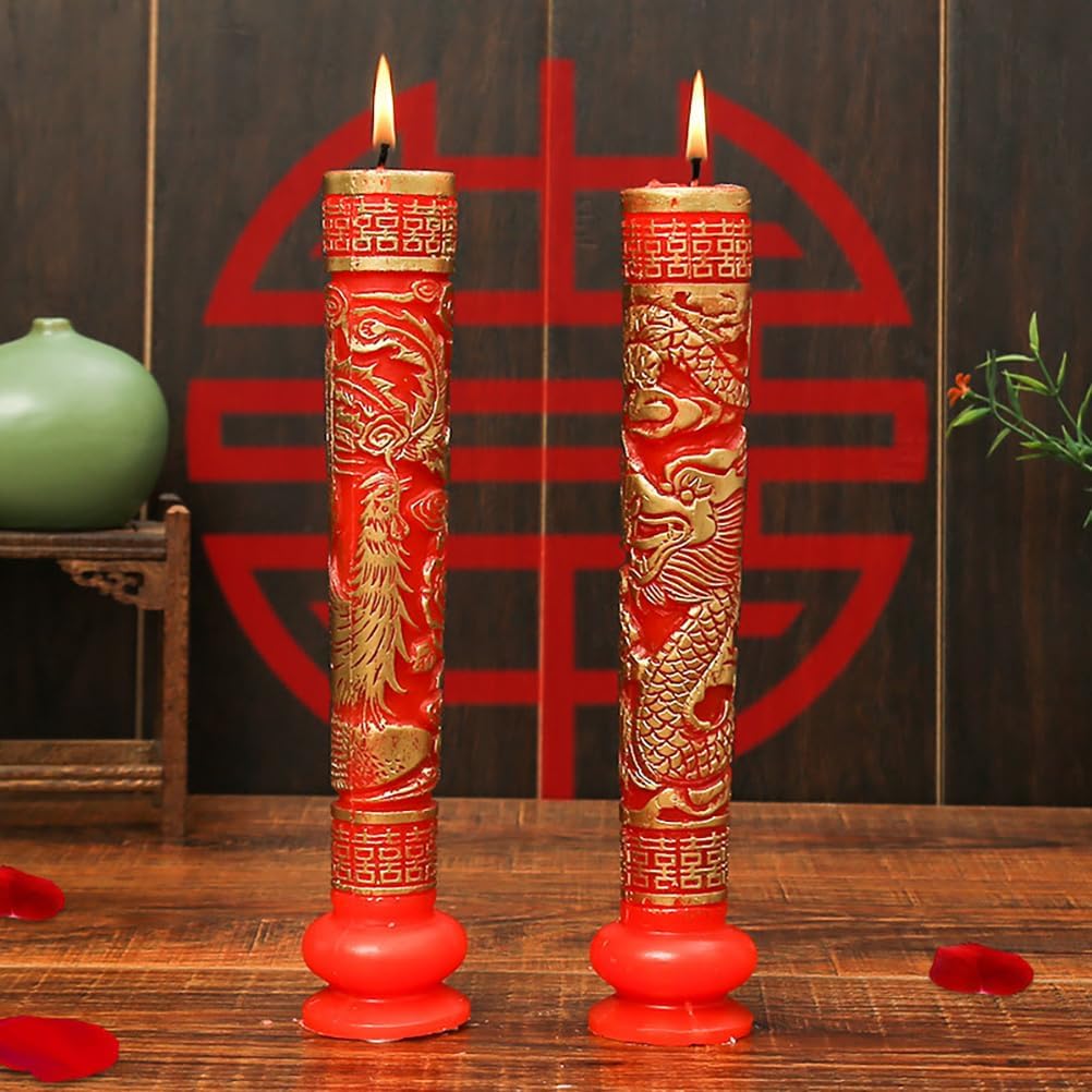 Ciieeo Dragon and Phoenix Wedding Candle Menorah Ornament