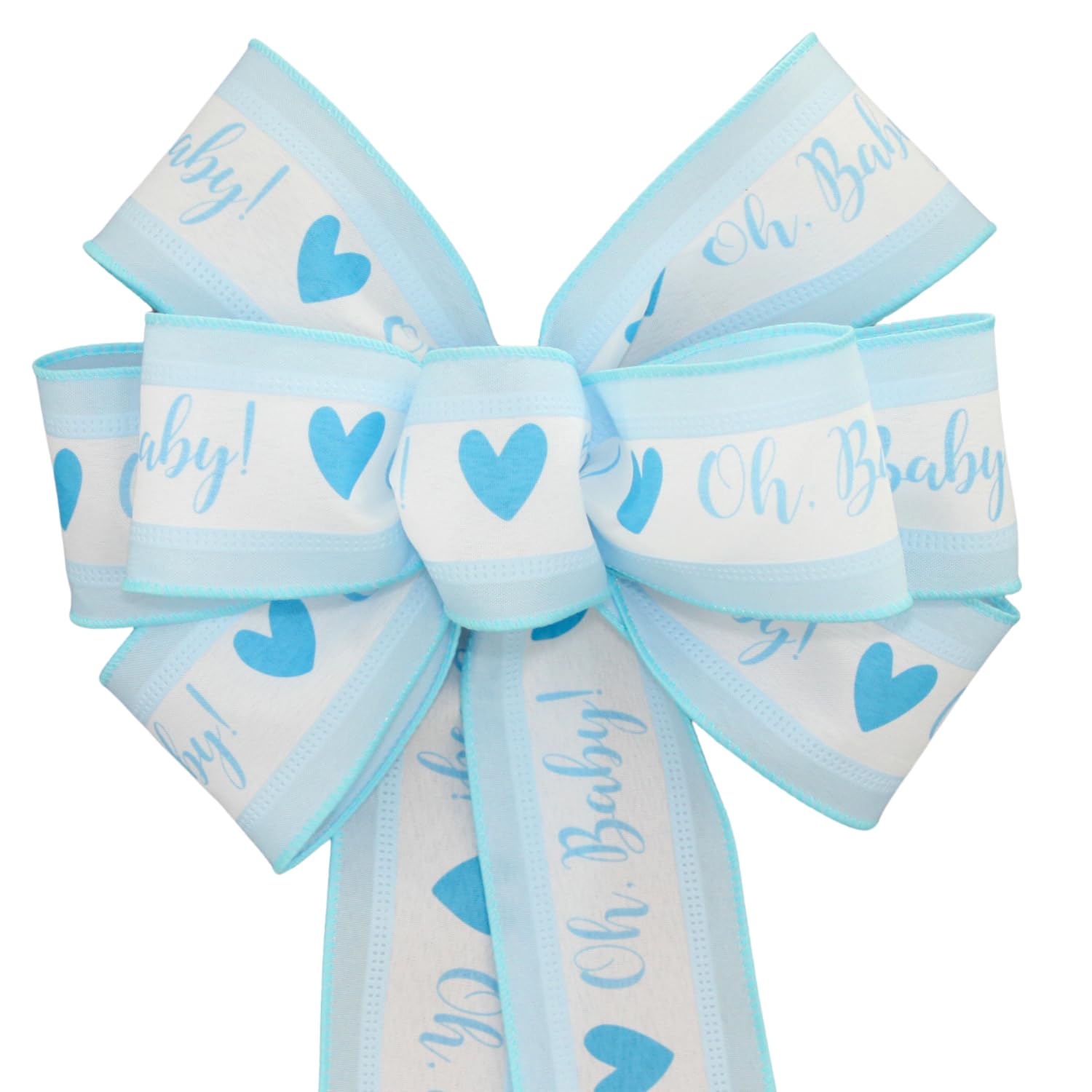 Oh Baby Boy Blue Bow Shower Wreath Decoration