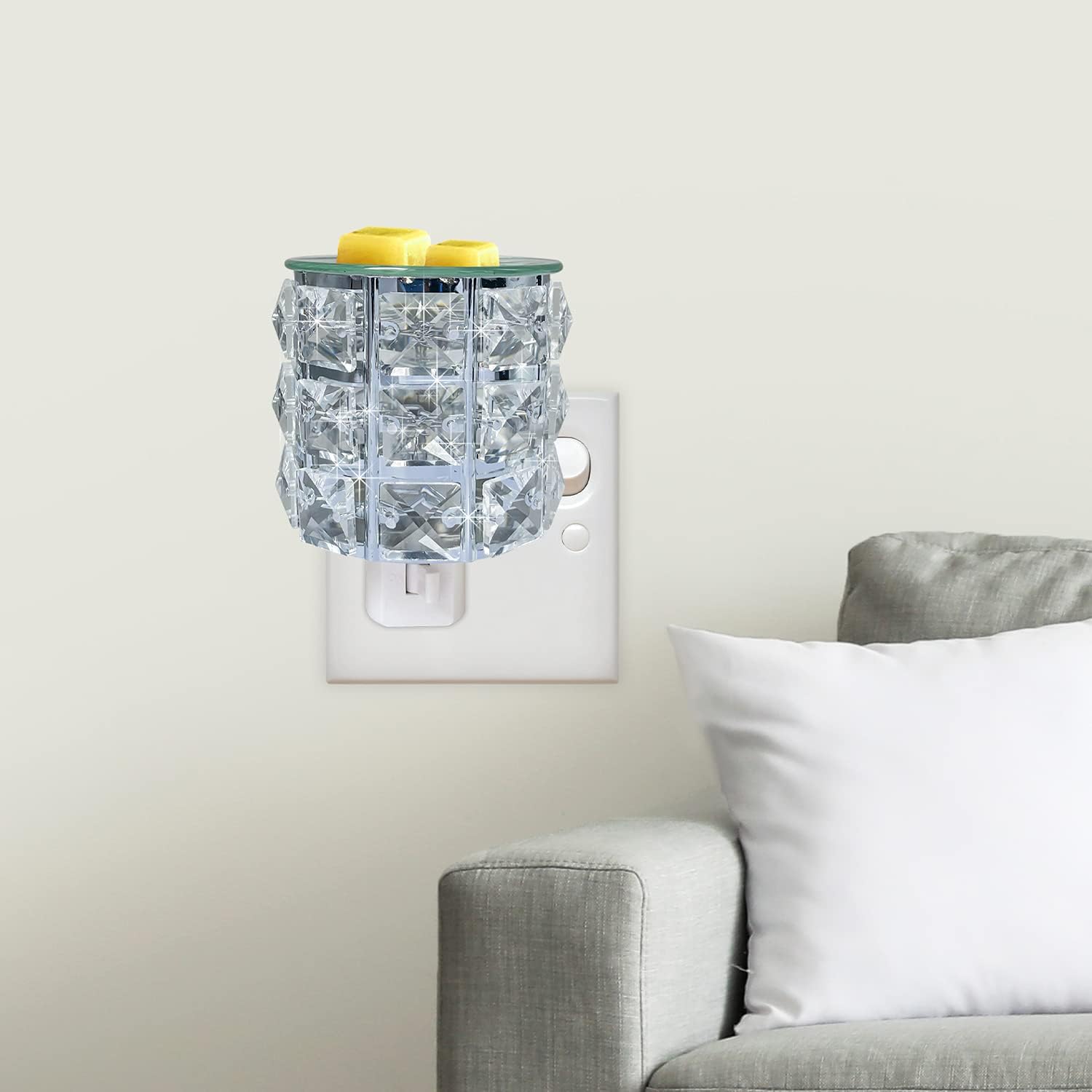 MeplLivs Plug-in Crystal Wax Melt Warmer - Silver