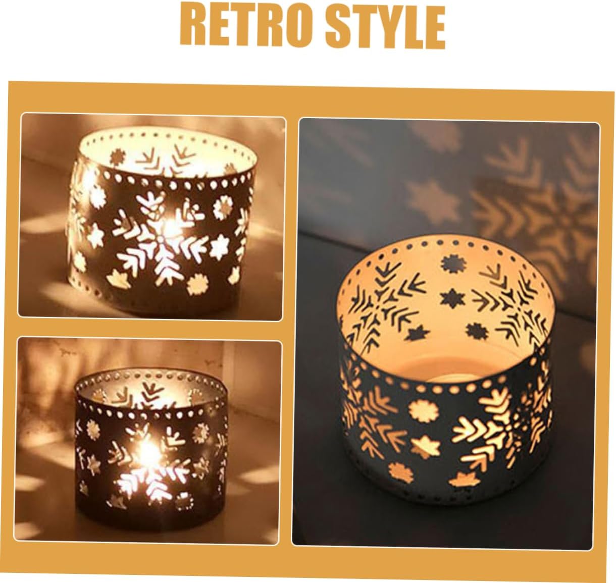 Iron Christmas Candle Holders with Snowflake Design