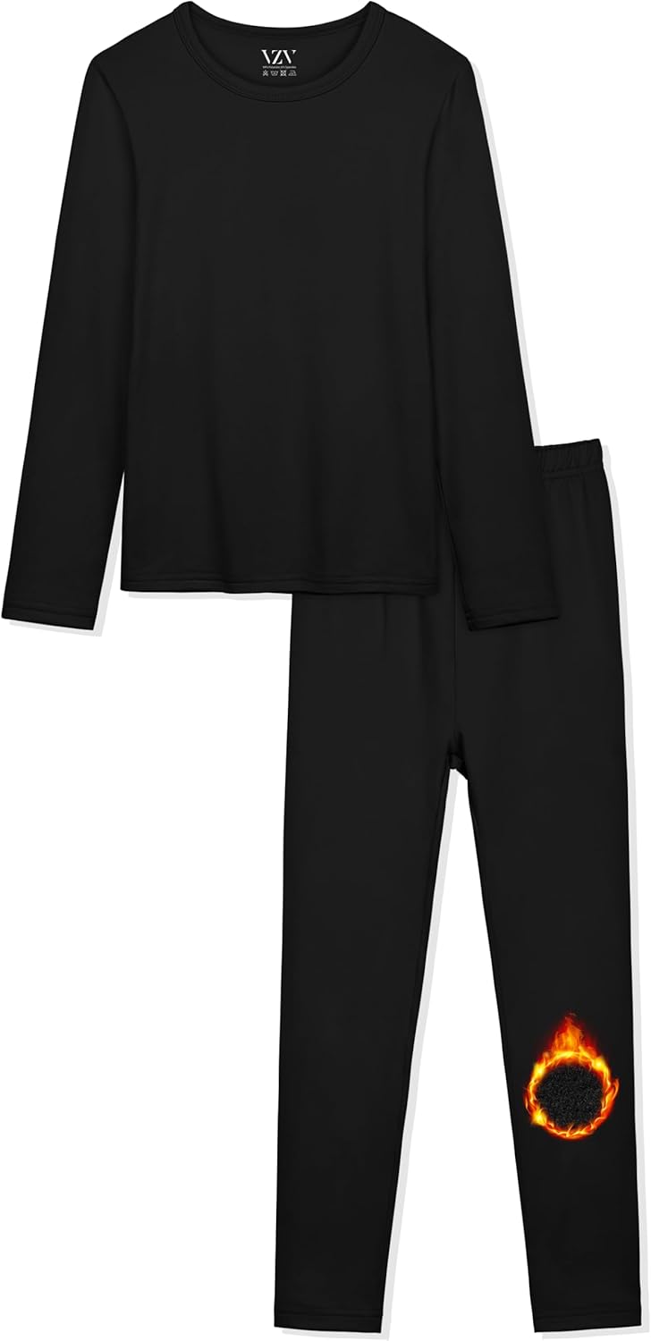 VZV Girls Thermal Underwear Set Fleece Lined Winter Warmth