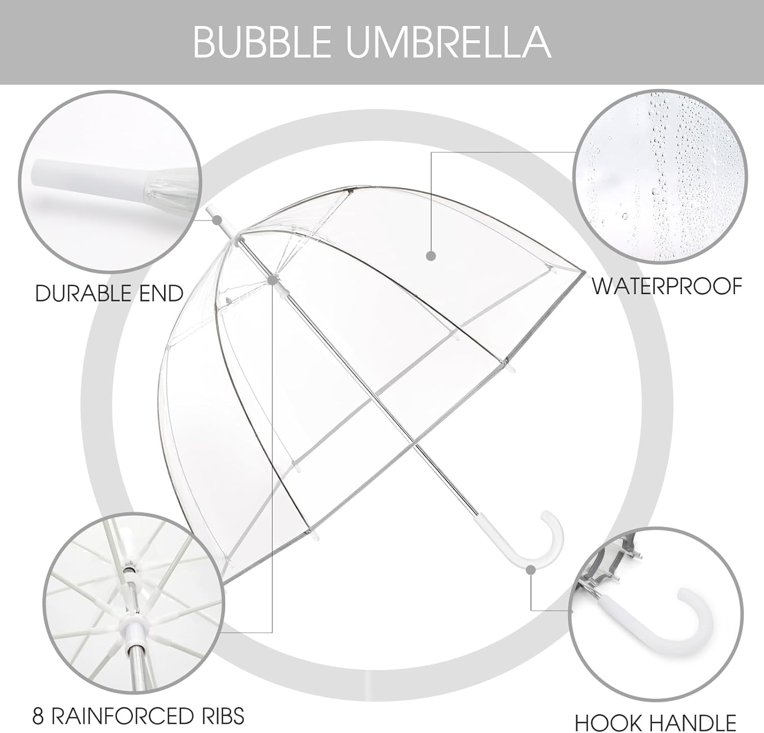 52 Inch Clear Bubble Umbrella for Women