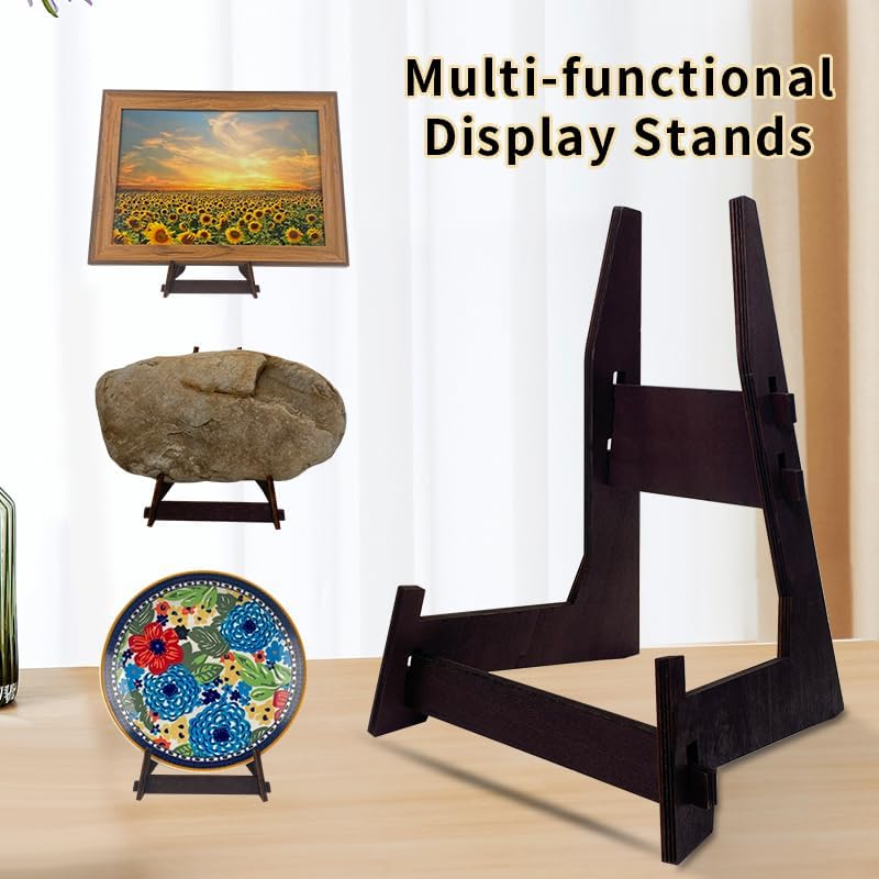 COLOOFO 8 Inch Plate Stand Wooden Easel Display Stand