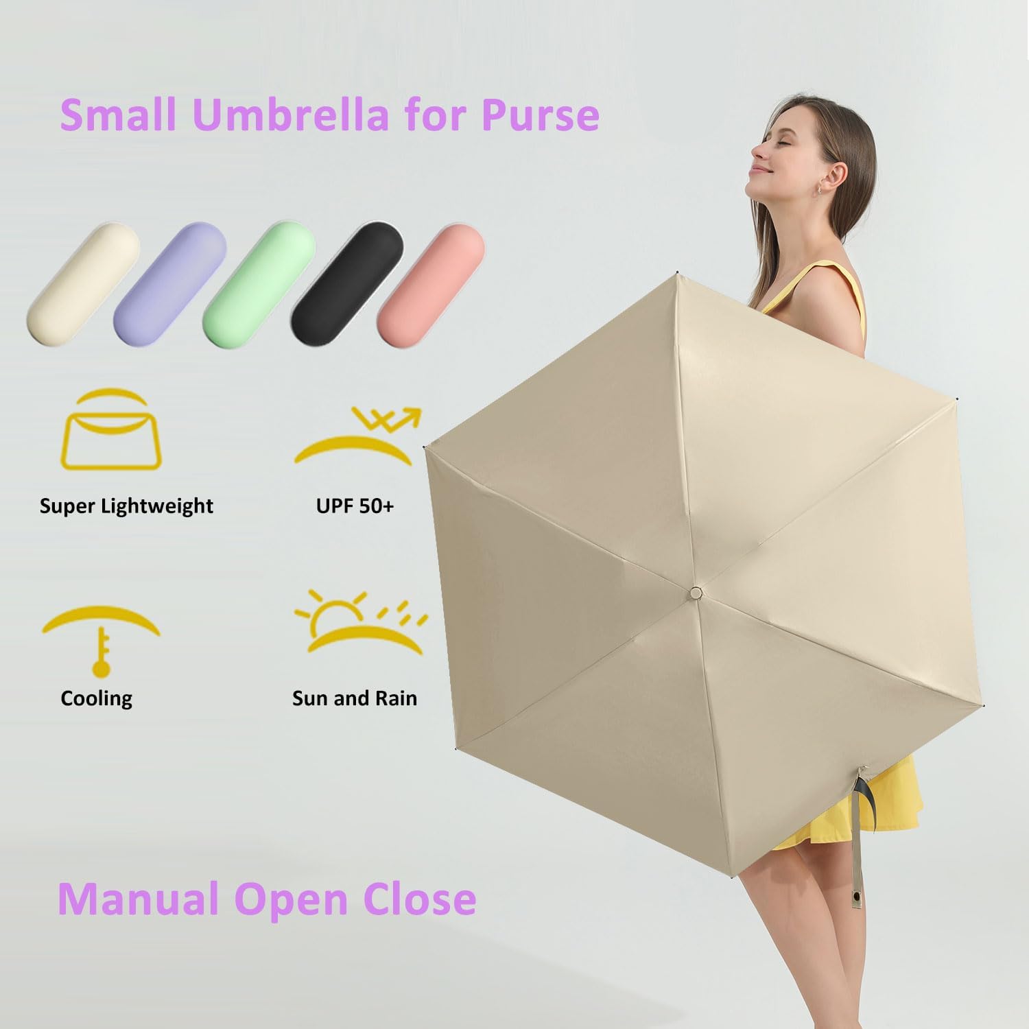 BAODINI Compact UV Sun Umbrella for Women Kids and Men