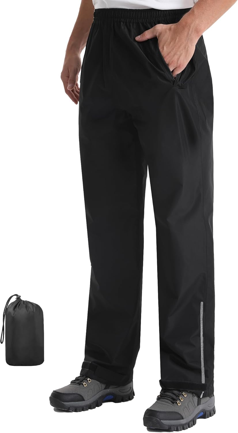 iCreek Mens Waterproof Rain Pants for Hiking Fishing Golf