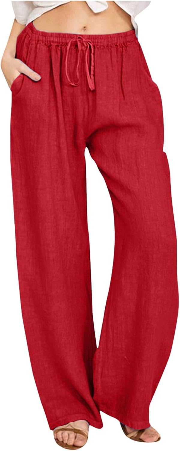 TTBDWiian Summer Linen Wide Leg High Waisted Pants