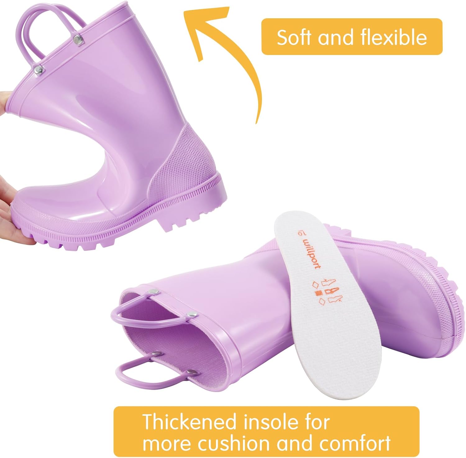 Toddler Rain Boots with Easy-On Handles for Kids 1