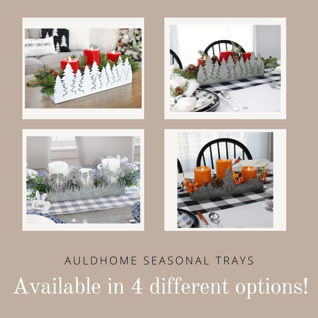 AuldHome Design Tulips Galvanized Metal Tray 16x4x6 Inches 1