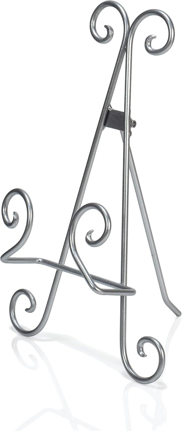 Red Co 11 Tall Curved Scroll Metal Easel Stand Silver