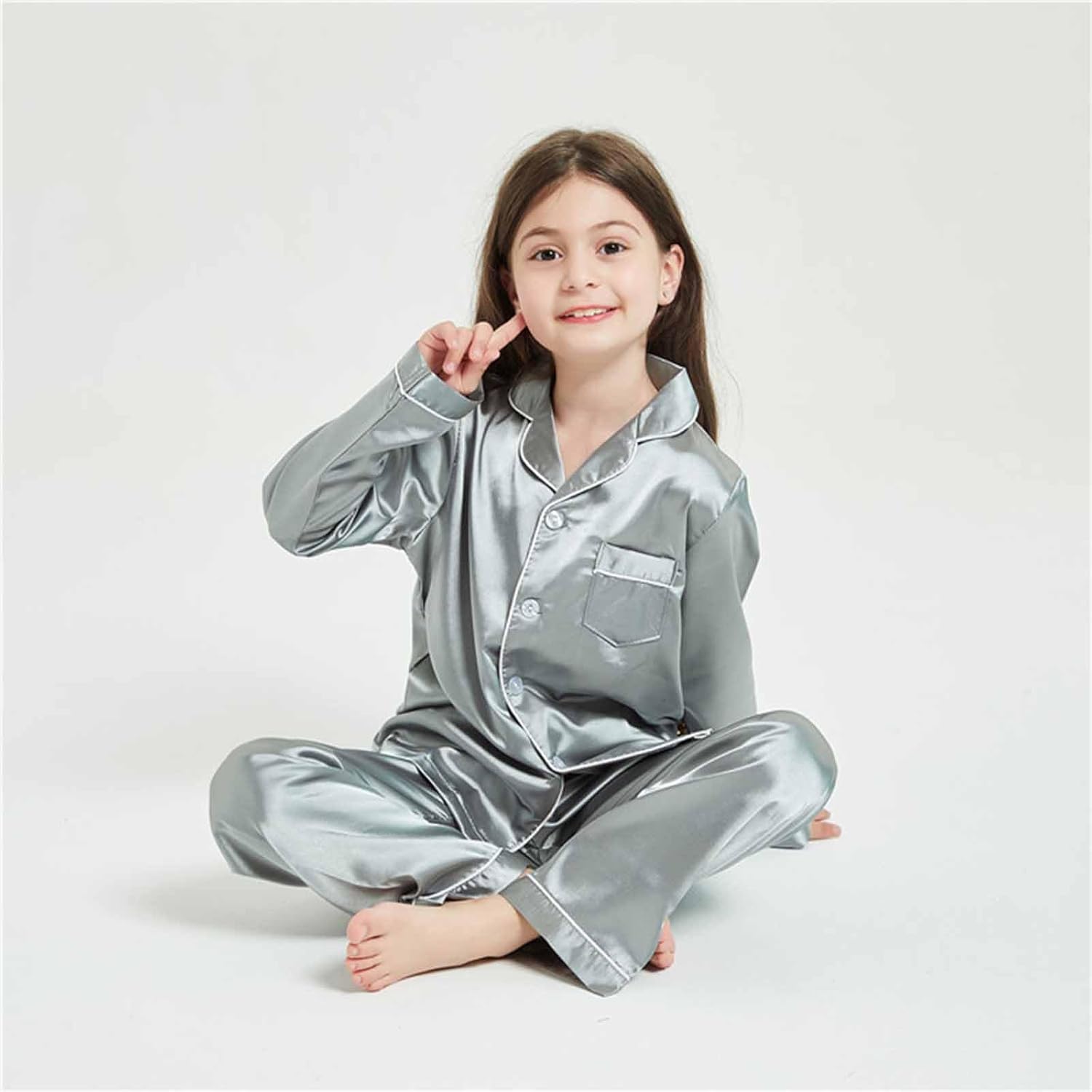 Cute Kids Satin Pajama Set for 1-3T Boys Girls