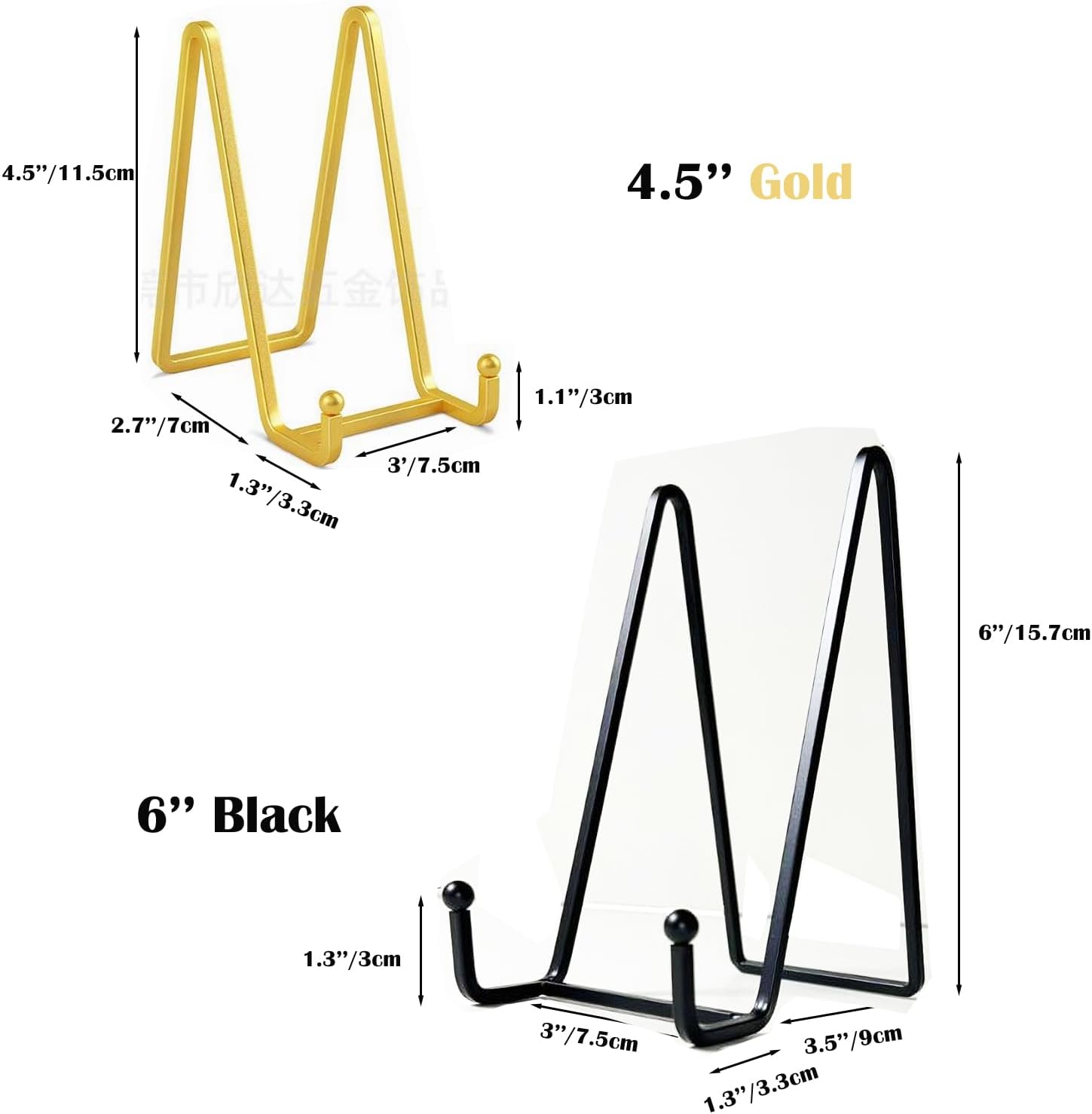 Constefire Plate Display Stand Set 45 Inch Gold 6 Inch Black Metal