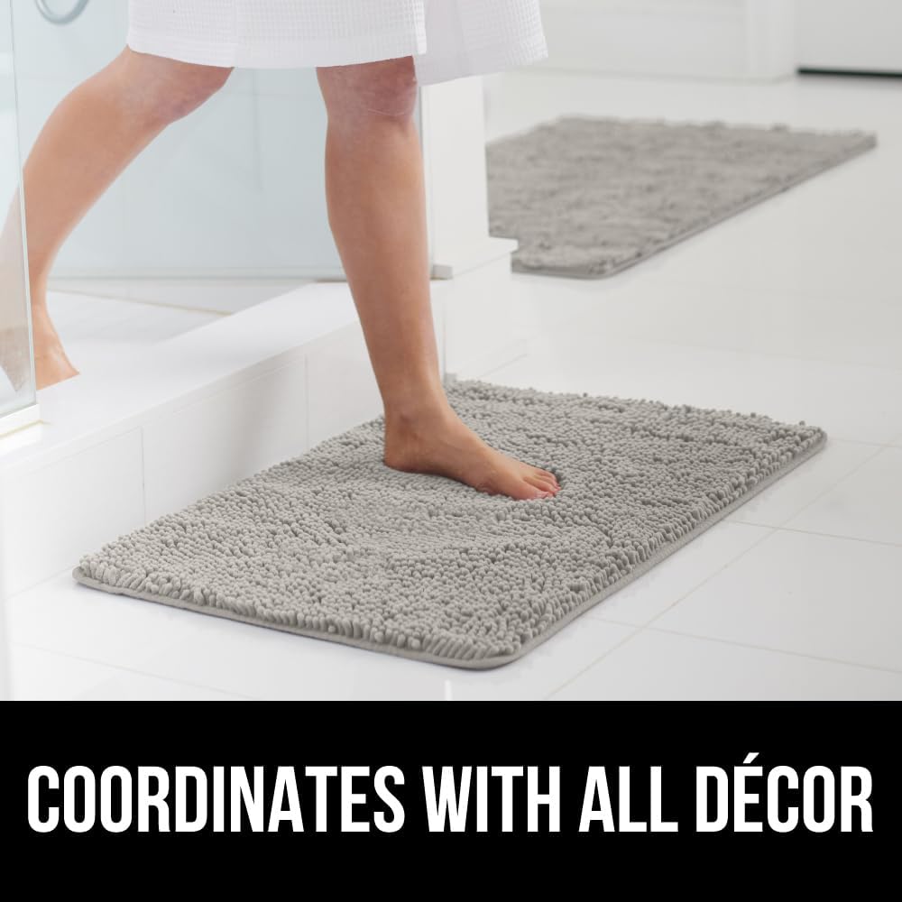 Gorilla Grip 2-Piece Bathroom Rug Set LT Gray 1