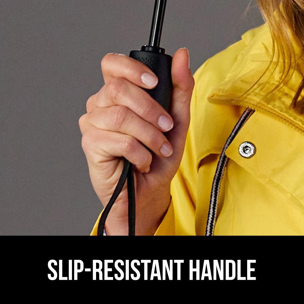 GORILLA GRIP Windproof Stick Umbrella - 8 Rib 42 Wide Black