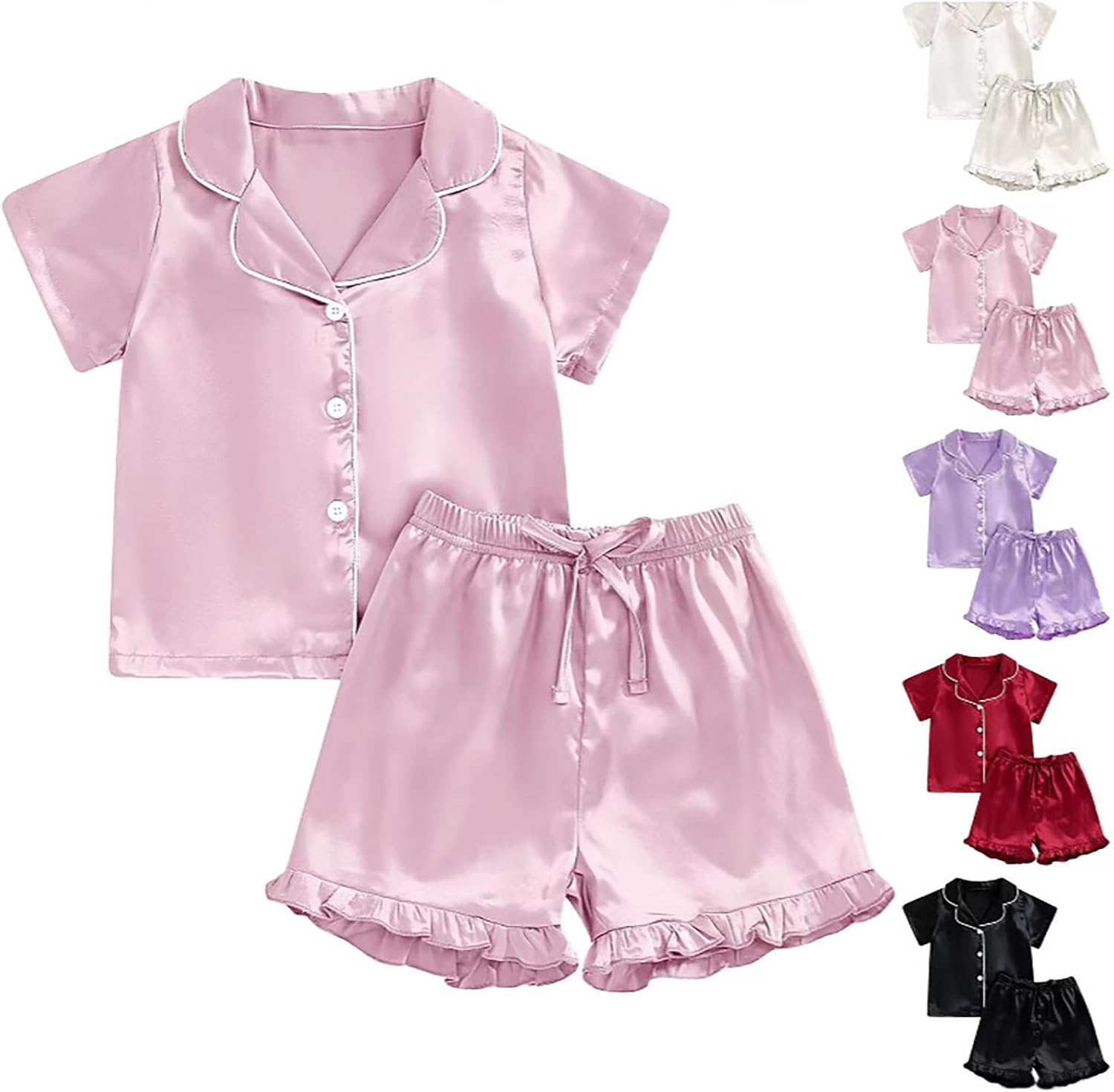 Baby Girls Satin Soft Pajamas Set 2 Piece