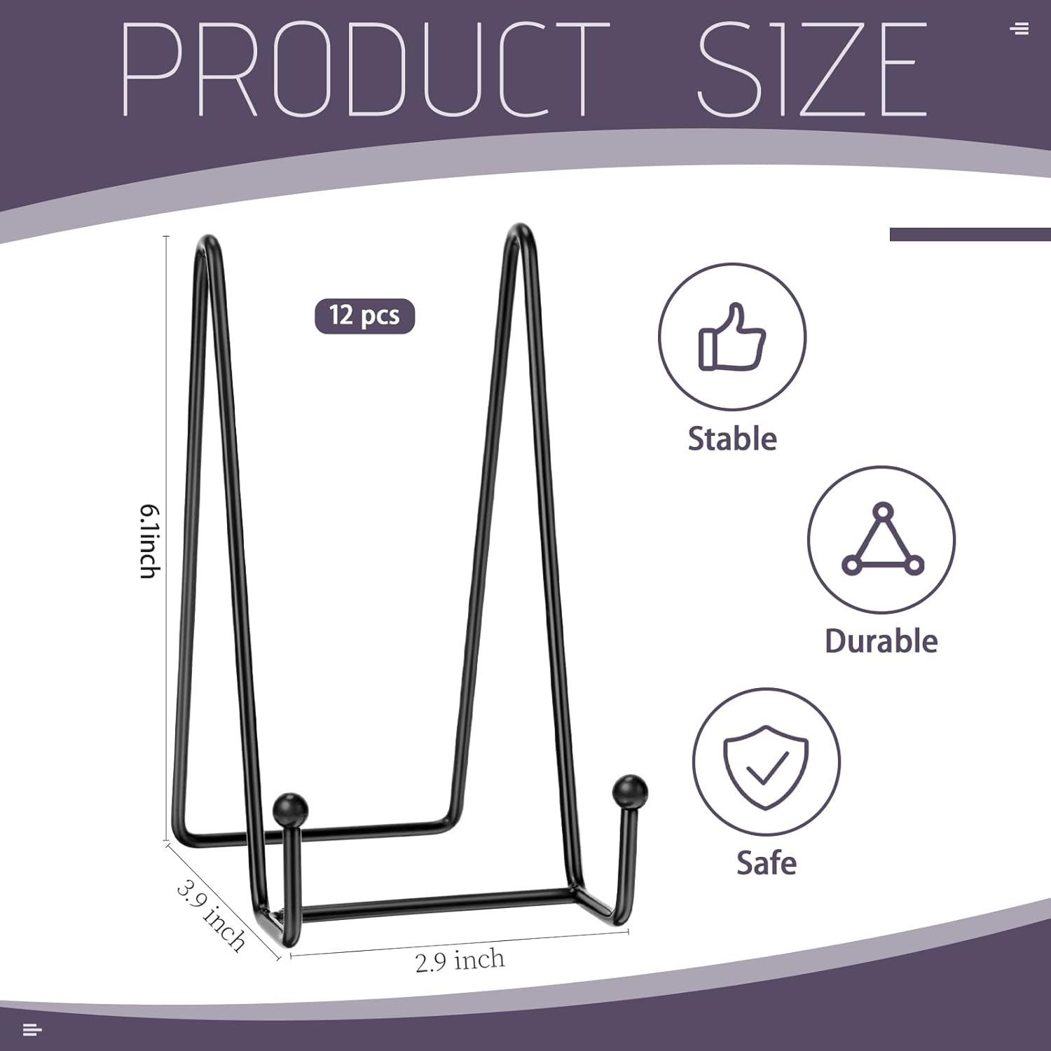 Mixweer 12 Pcs 6 Inch Black Picture Easel Stand