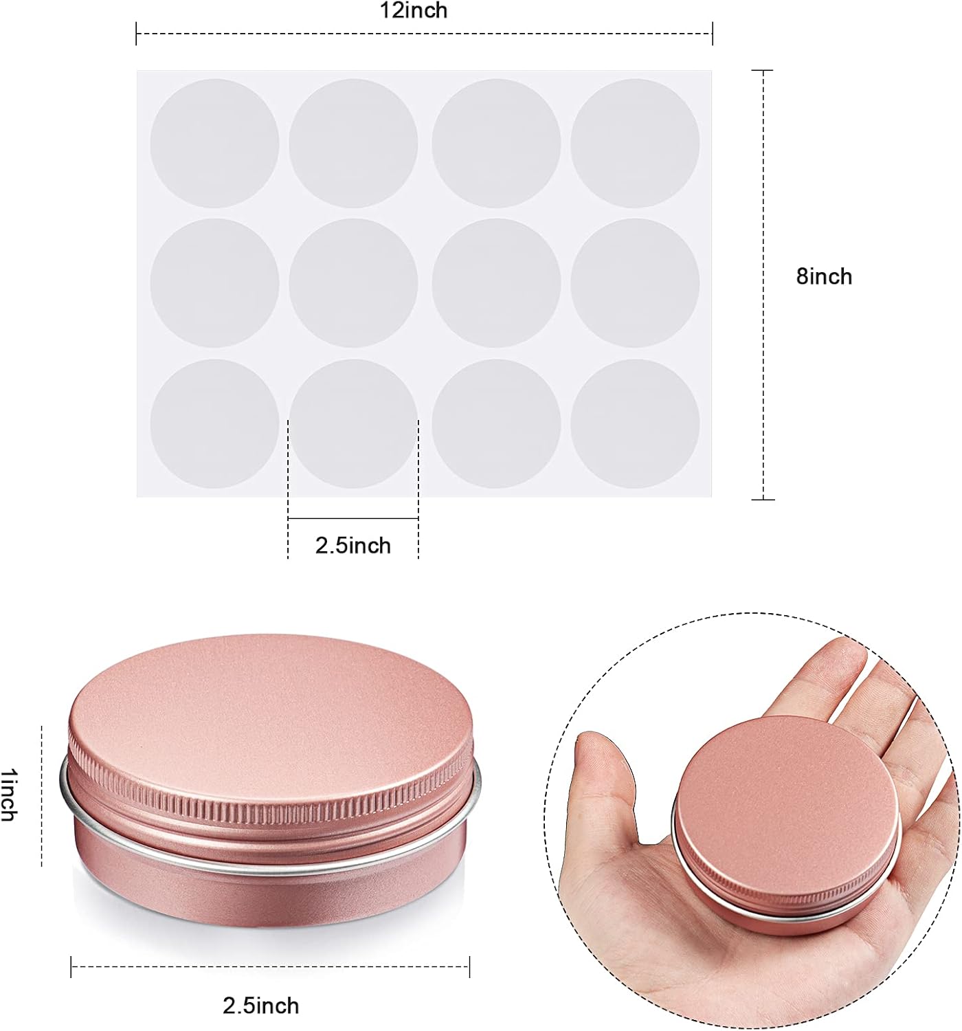 Patelai 2 oz Rose Gold Aluminum Tin Cans with Screw Lid