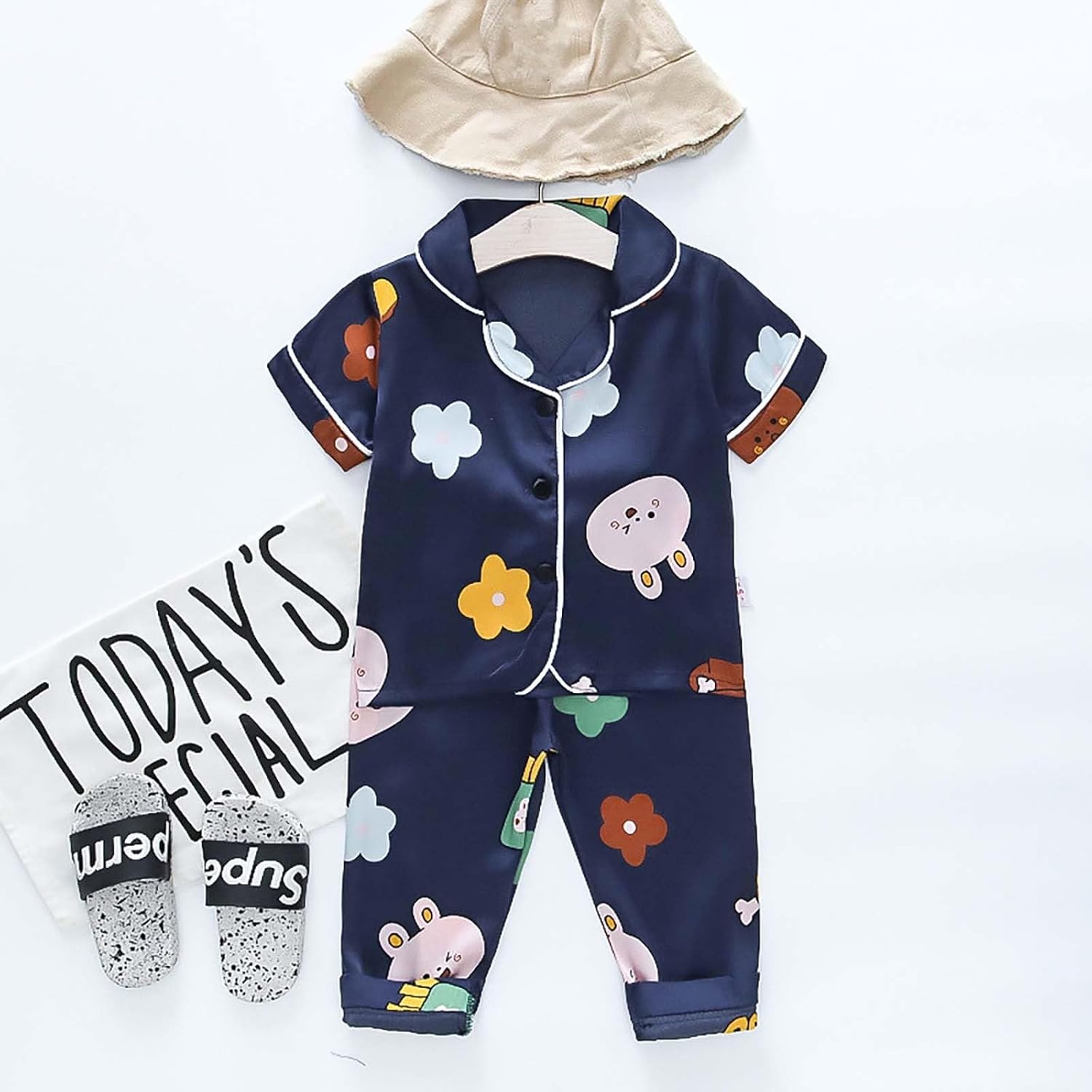 Girls Silk Jumpsuit Set Soft Satin Winter Clothes 2 Piece for Kids