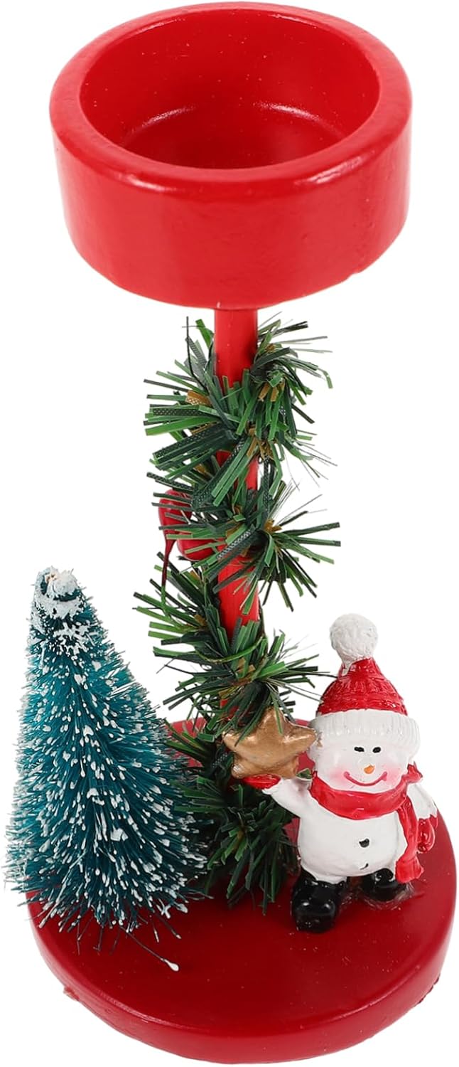 Snowman Theme Candle Holder Christmas Decor Festive Holiday Centerpiece