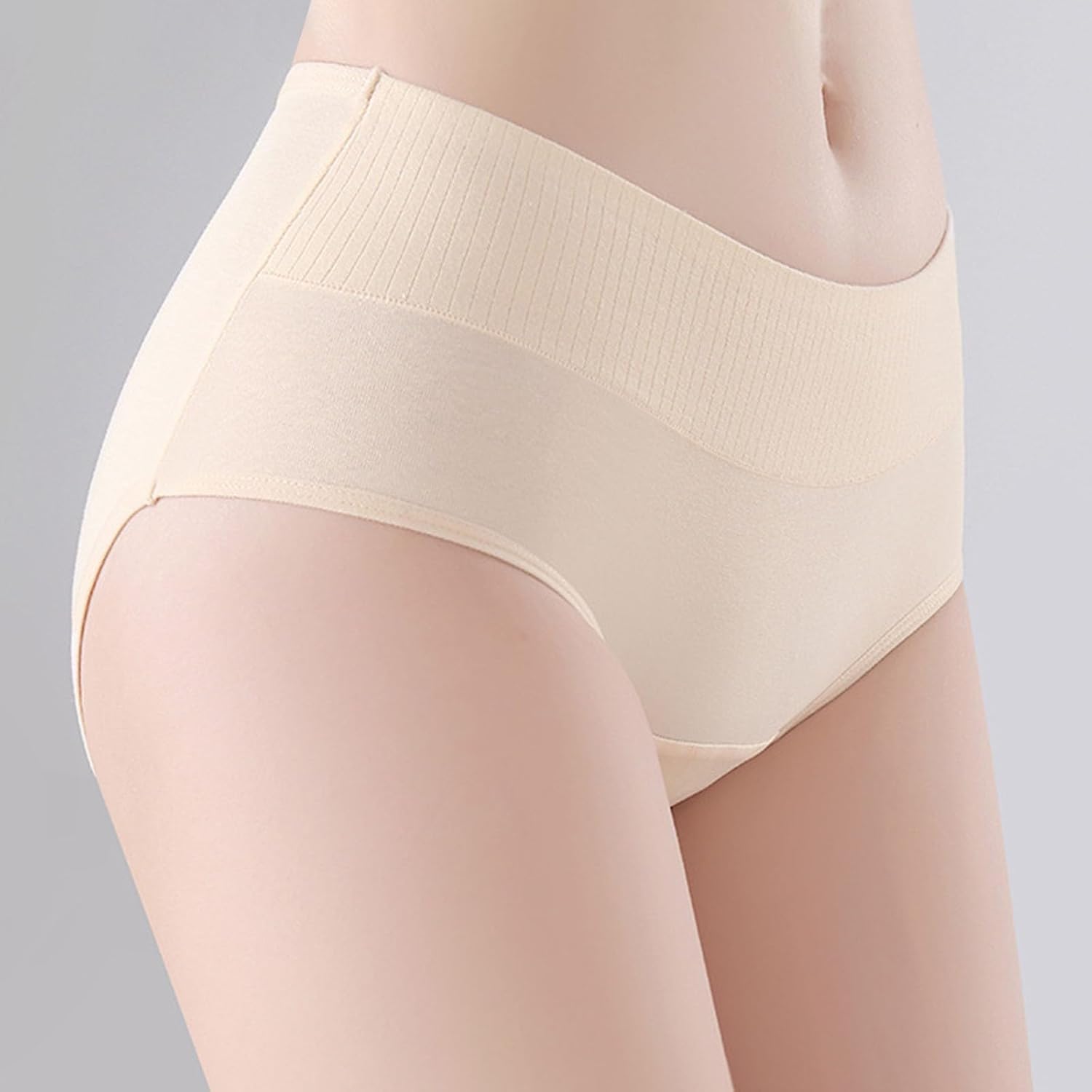 Womens High Waisted Full Coverage Lace Trim Soft No Show Panty
