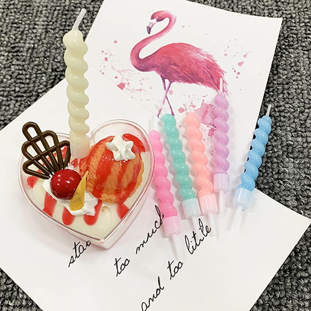 T-shin Candy Coloured Spiral Birthday Candles 6 Pack