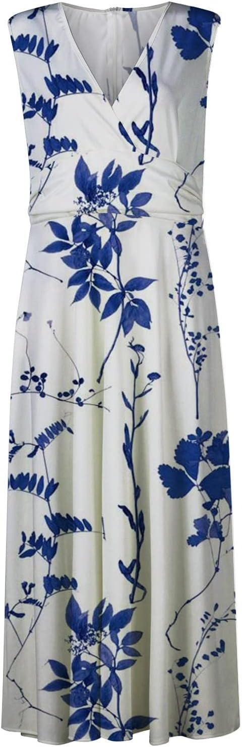 Womens Summer Maxi Dress Floral Print A Line Swing