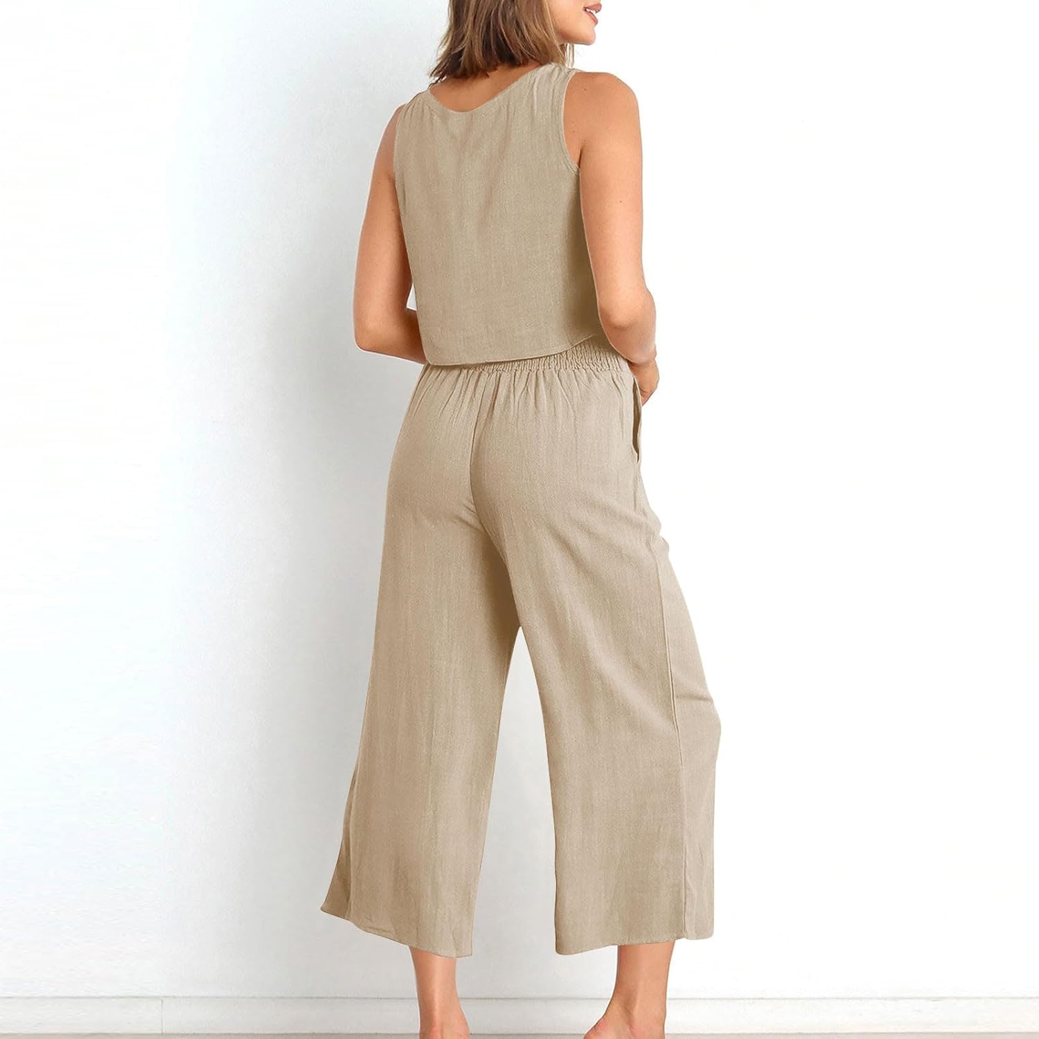 HGps8w Summer 2025 2 Piece Cotton Linen Outfits for Women