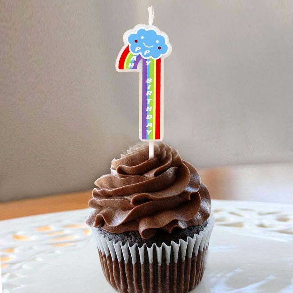 T-shin Rainbow Number 1 Birthday Candle for Baby Kids