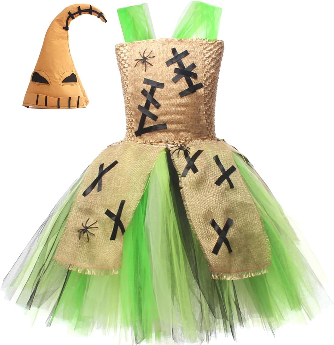 IDOPIP Halloween Costume Set for Girls Tutu Dress with Hat 2PCS Set