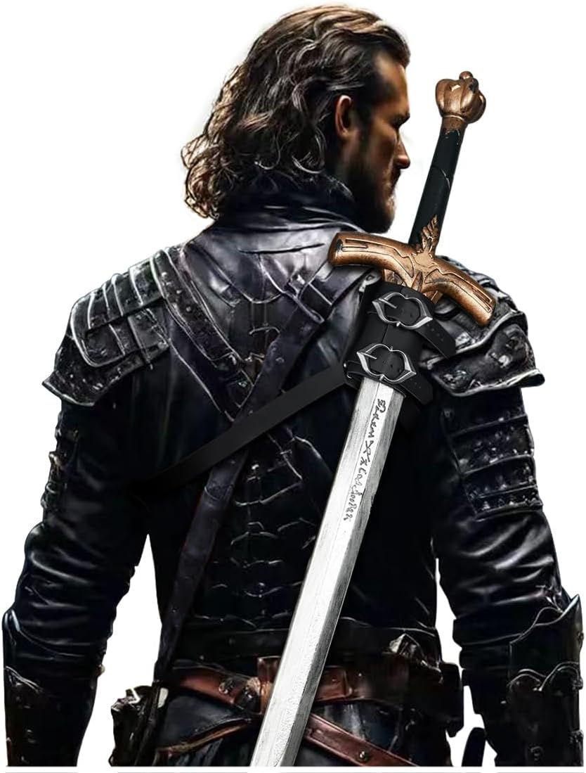 LVOW Medieval Sword Belts Faux Leather Holster Frog for Knight Cosplay