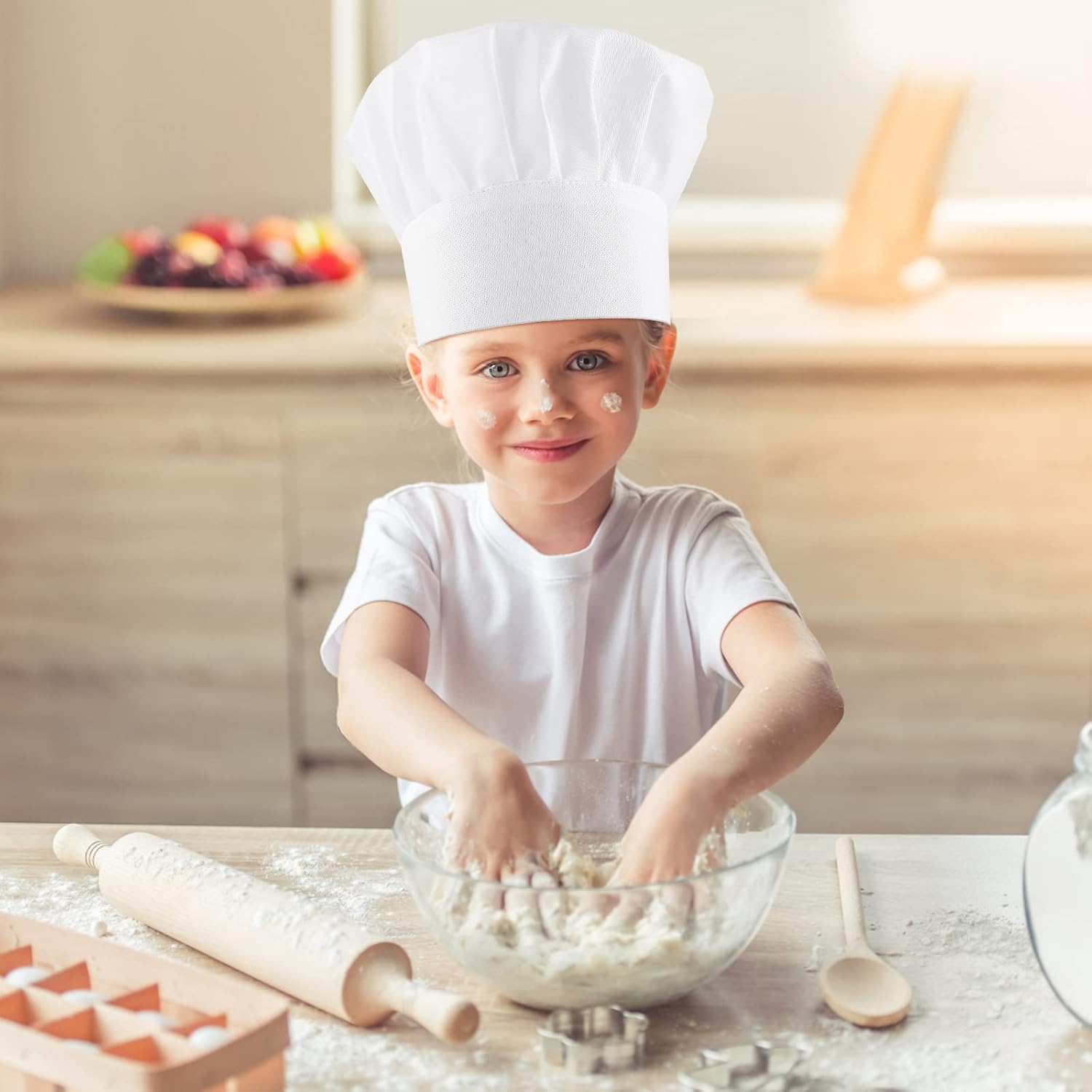 Lusofie Adjustable White Chef Hat for Adults and Kids