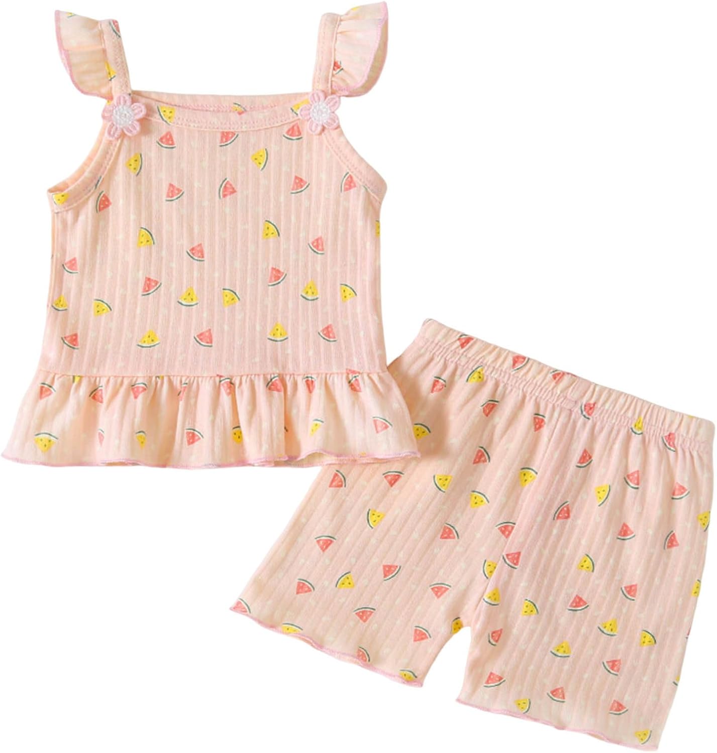 Soft Floral Baby Girl Vest Shorts Outfit Set
