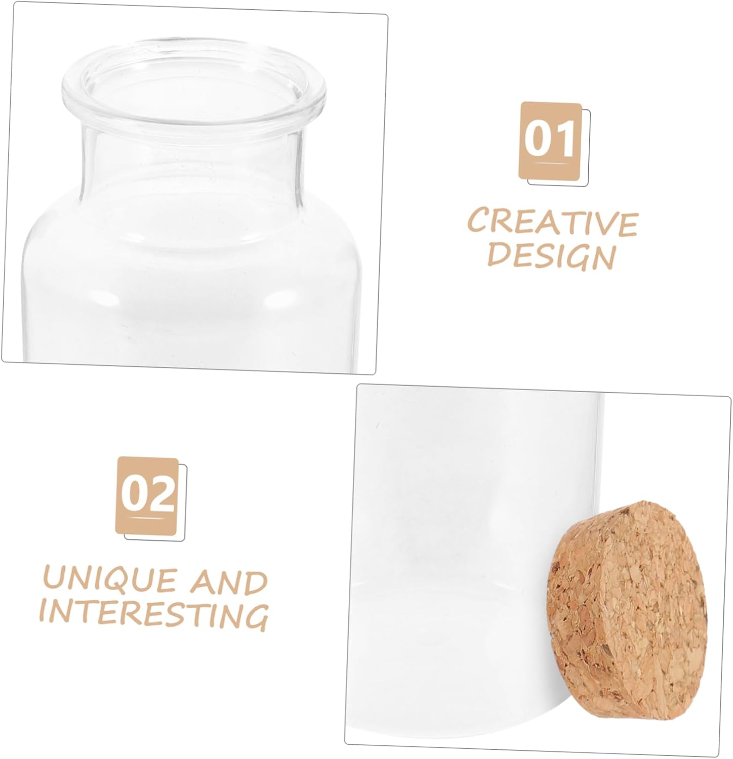 Ciieeo 4pcs Wood Cutouts Decorative Bottles with Lids