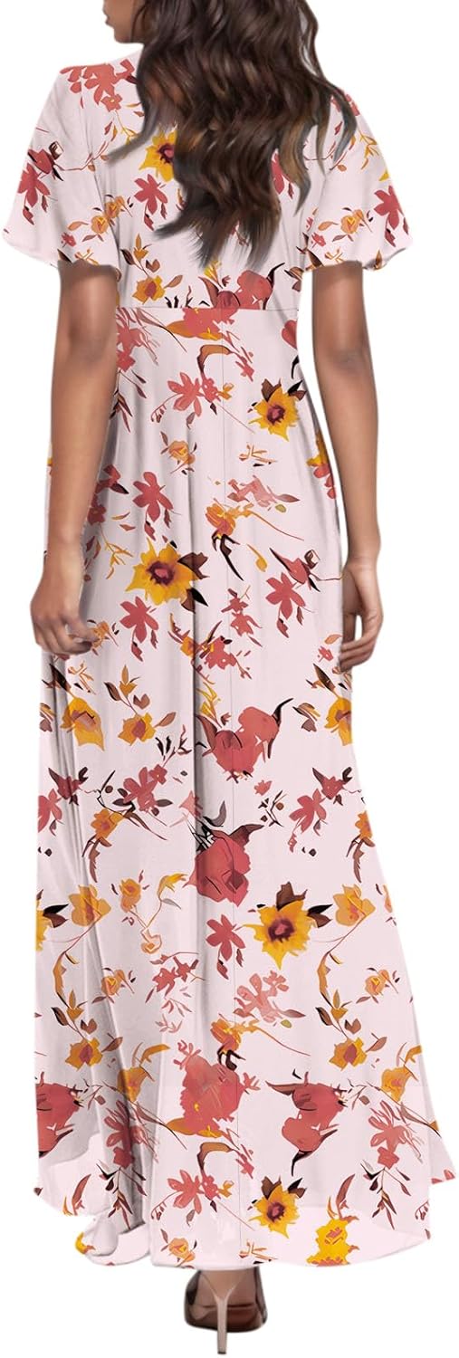 Plus Size Chiffon Dress V Neck Floral Print Swing