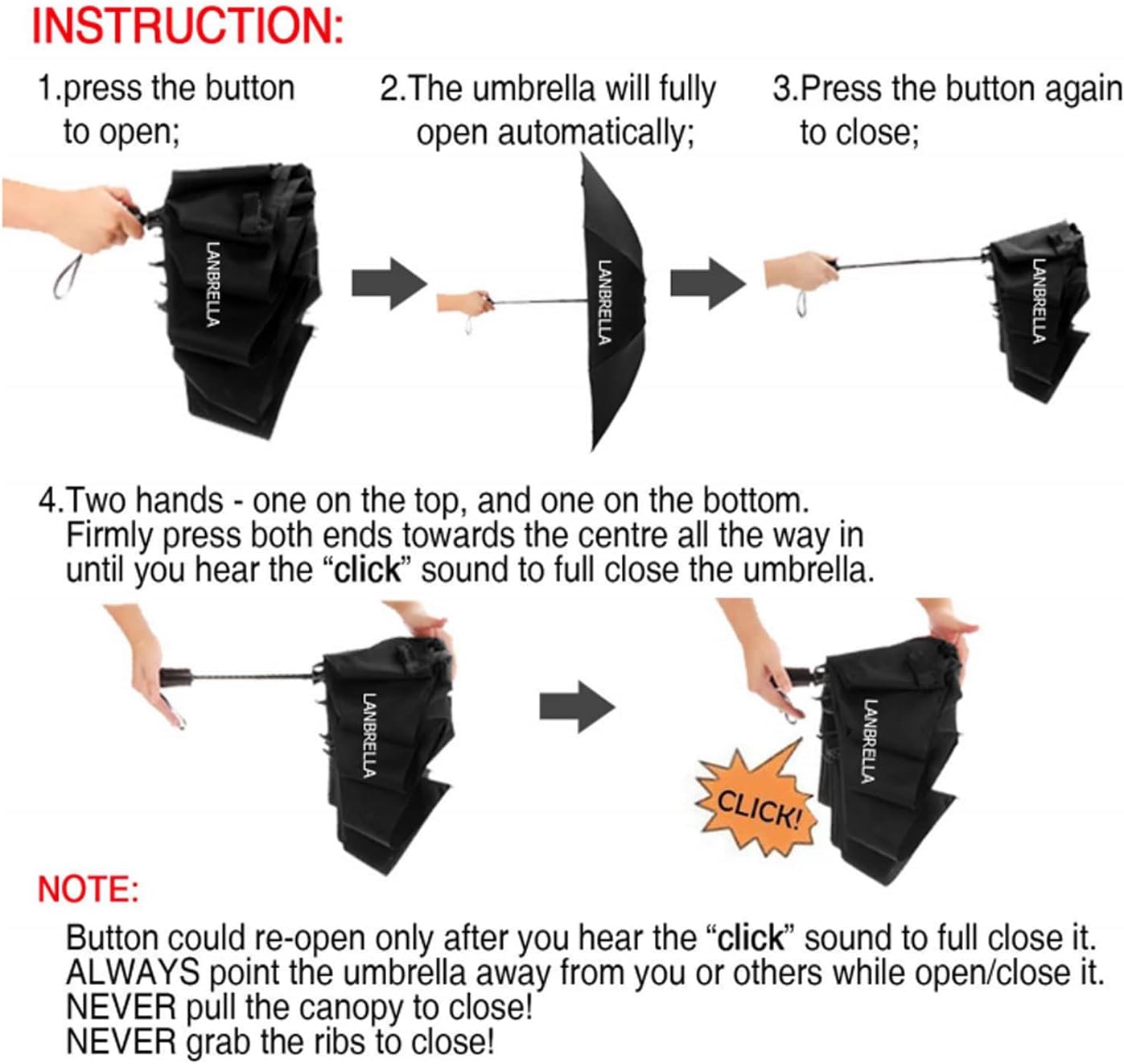 LANBRELLA Compact Reverse Folding Umbrella Auto Windproof 1