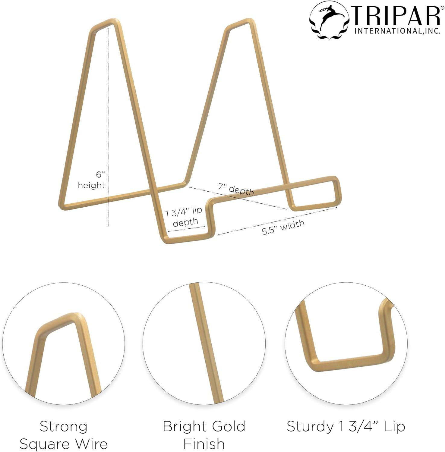 TRIPAR Square Metal Wire Stand - 2 Pack Gold Finish
