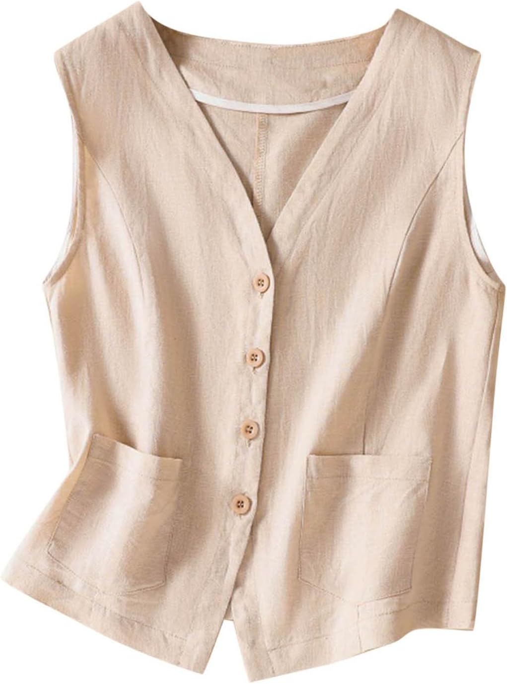 Womens Linen Shirts Summer Casual Loose Fit Button Down Blouse Tops