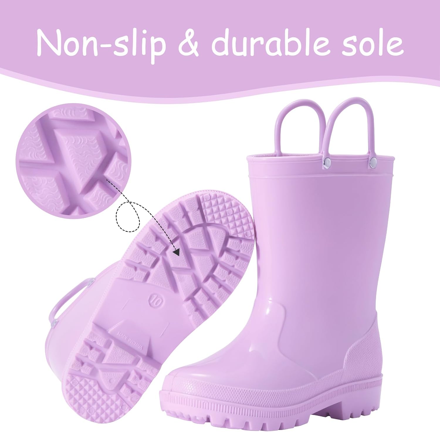 Toddler Rain Boots with Easy-On Handles for Kids 1