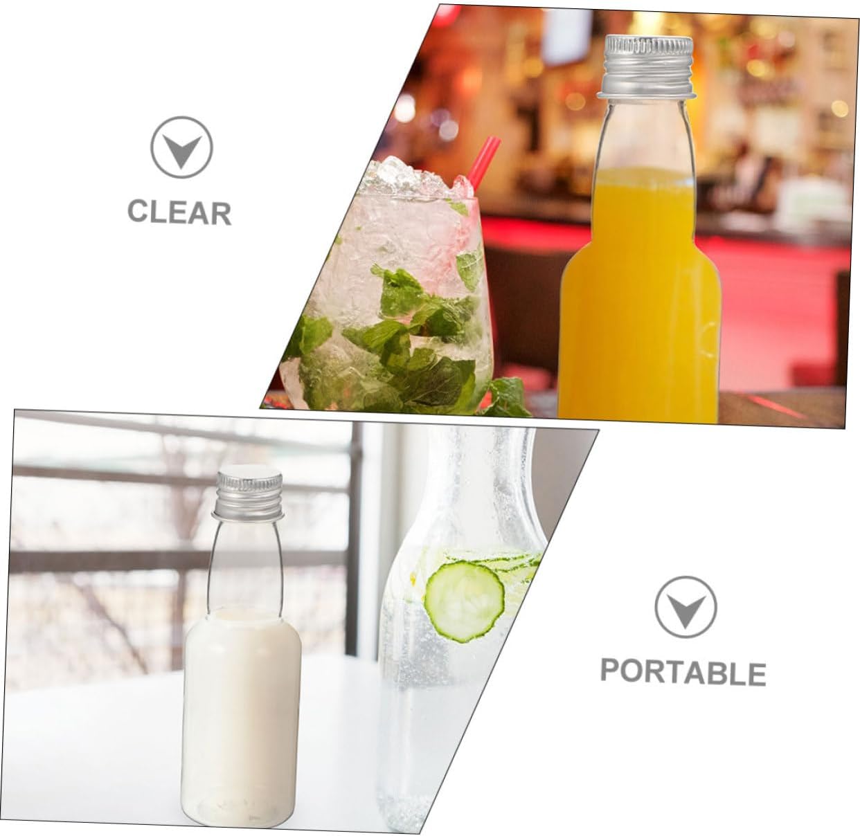 FUNOMOCYA 25pcs Multi-Functional Plastic Juice Bottles with Caps