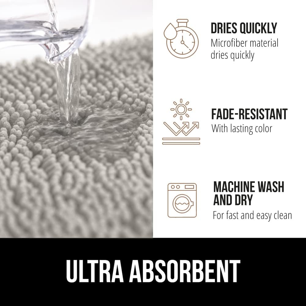 Gorilla Grip 2-Piece Bathroom Rug Set LT Gray 1