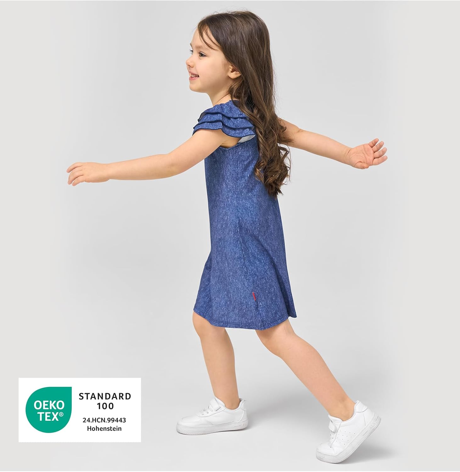 EASWEET Girls Summer Dress with Ruffle Sleeves