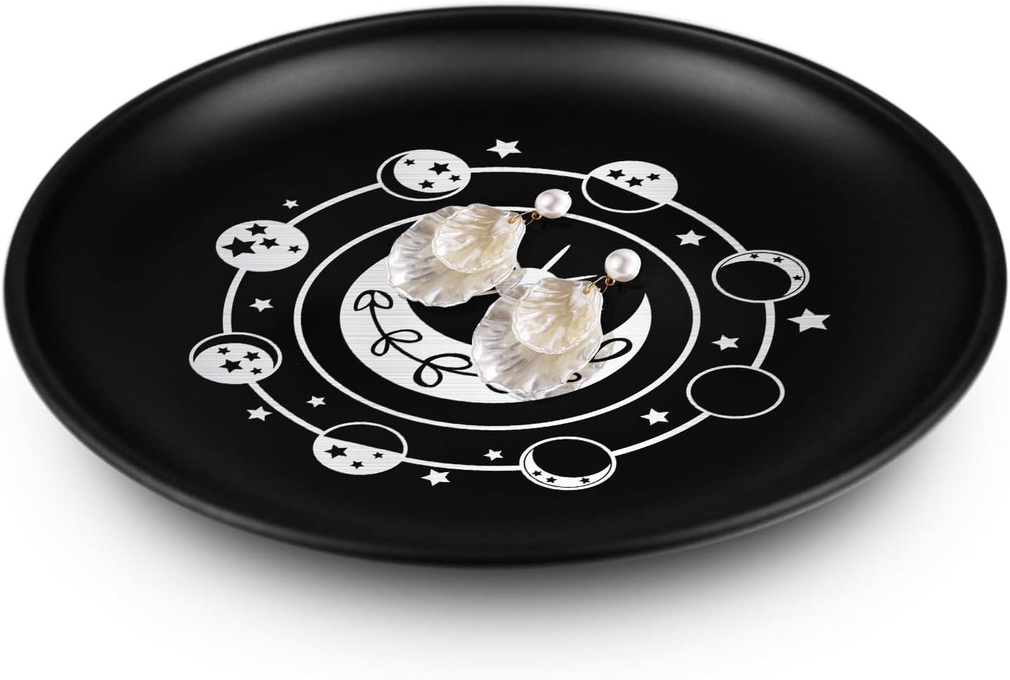 55 Inch Small Metal Jewelry Dish with Star Moon Print